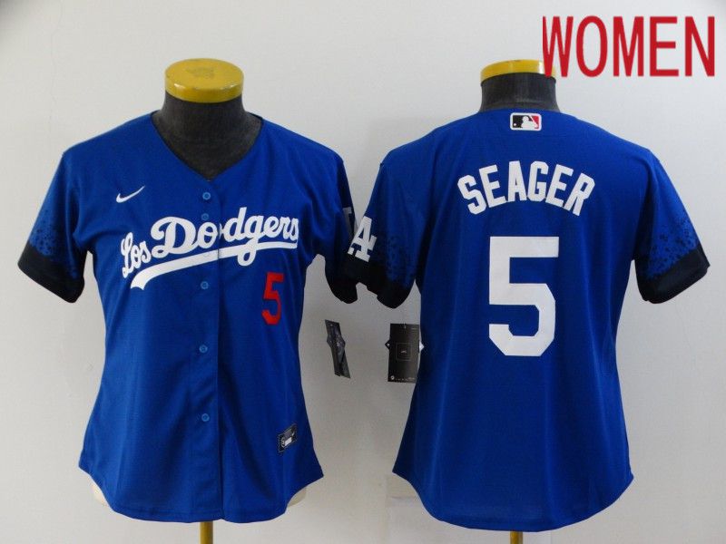Women Los Angeles Dodgers #5 Seager Blue City Edition Nike 2021 MLB Jersey->youth mlb jersey->Youth Jersey